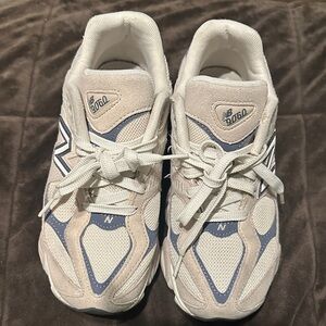 New Balance Cream and Blue Athletic Shoes
